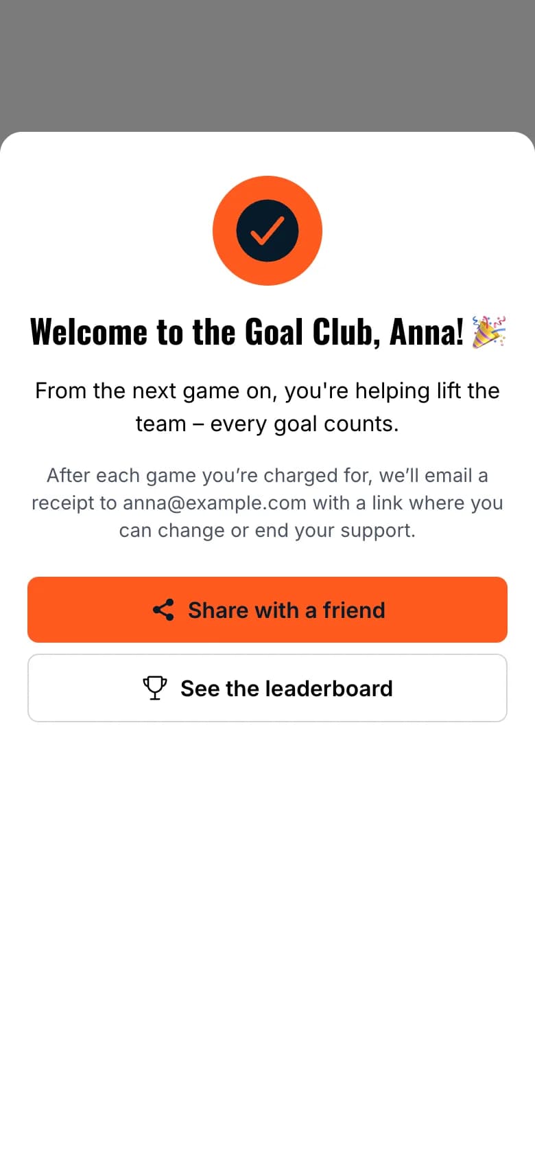 Example: the welcome screen after joining
